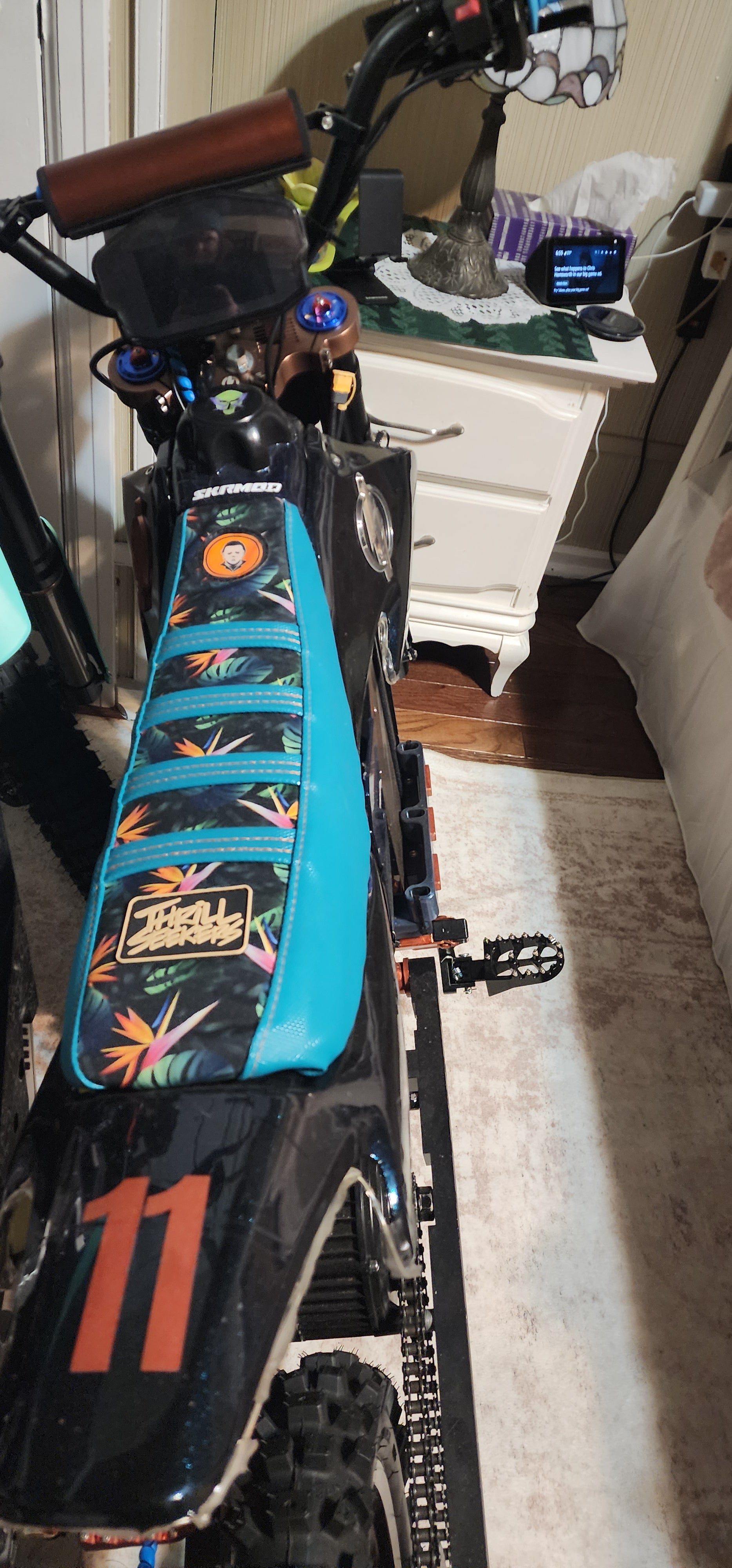 Mx650 qs165 5k 72v 28ah Carlsbad CNC blue. Copper frame Cosmic candy apple blue wrap