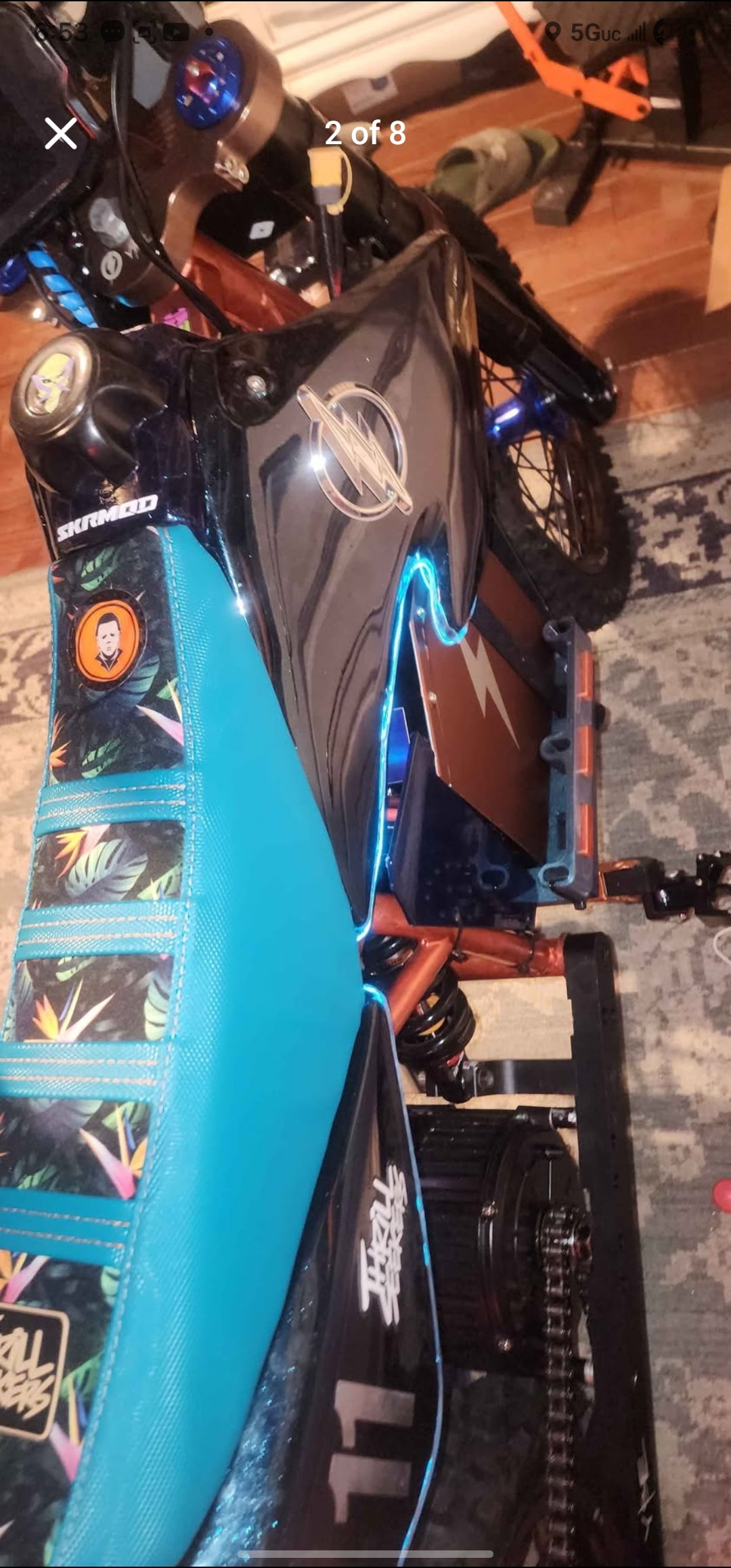 Mx650 qs165 5k 72v 28ah Carlsbad CNC blue. Copper frame Cosmic candy apple blue wrap