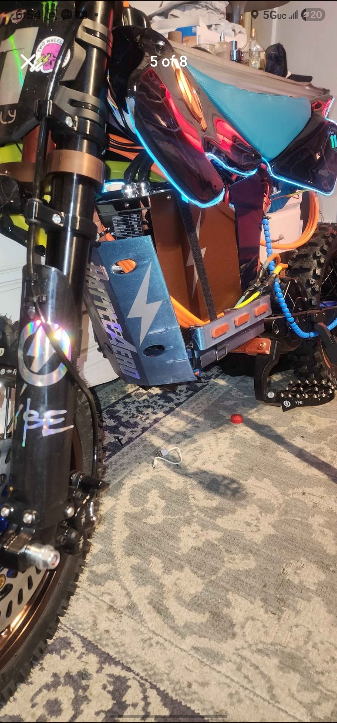 Mx650 qs165 5k 72v 28ah Carlsbad CNC blue. Copper frame Cosmic candy apple blue wrap